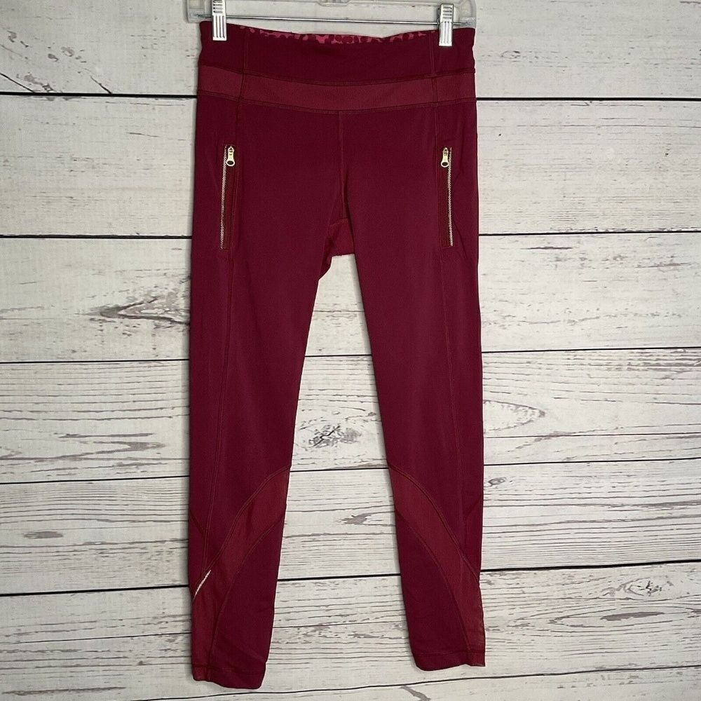 Lululemon Dashing Purple/Burgundy Inspire II Mesh 7/8 Tight Women 6